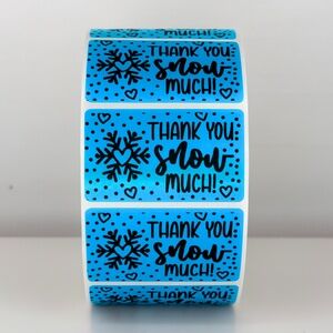 Thank You Snow Much Stickers | Winter Snowflake Labels | Holiday Packaging